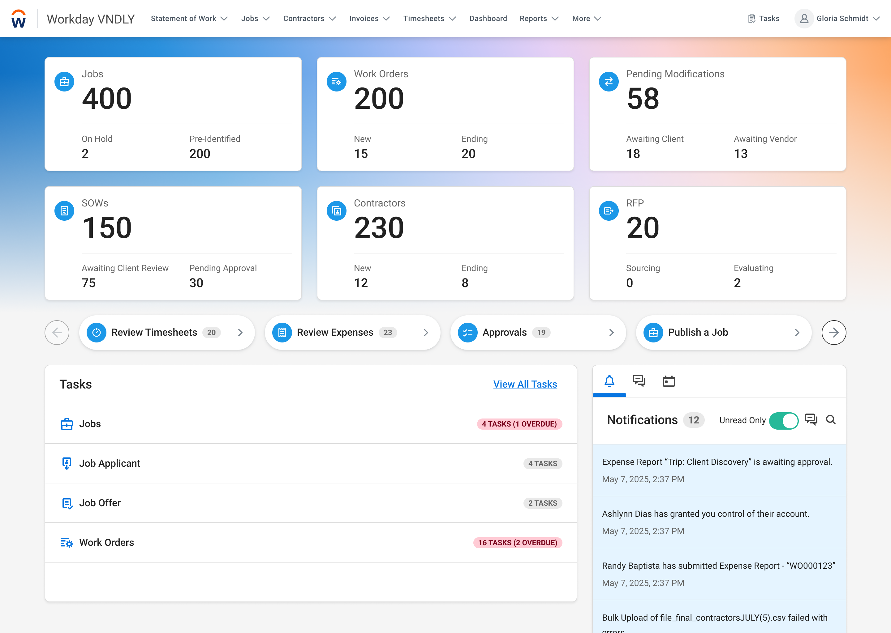 screenshot of Workday VNDLY